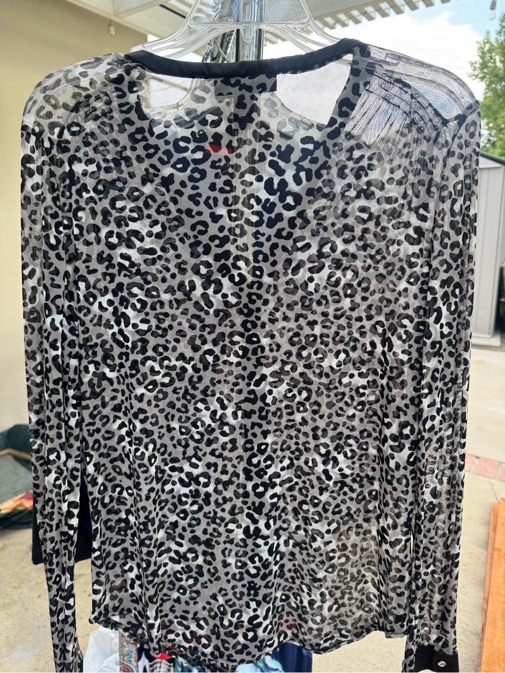 INC International Concepts Sheer Leopard Top - Black & Gray